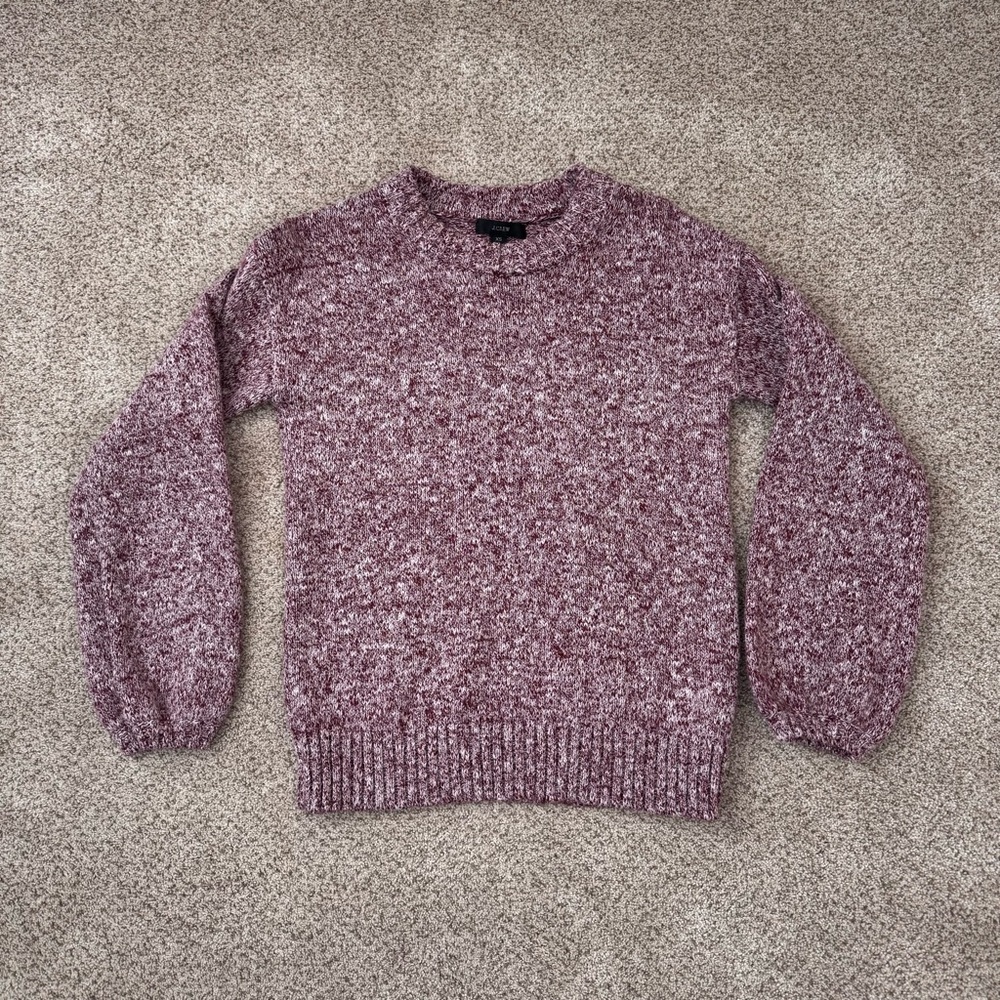 J. Crew Women’s Sweater Crew‎ Neck Puff Sleeve Knit Pullover Linen BJ600 Red XS